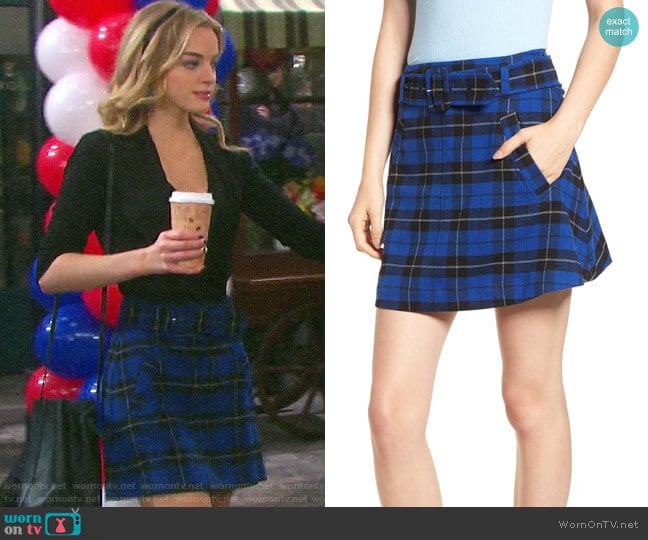 BP Belted Plaid Skirt worn by Claire Brady (Olivia Keegan) on Days of our Lives