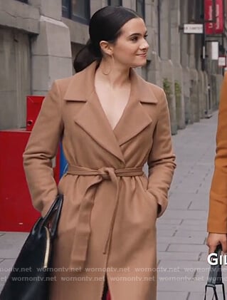 Jane's beige wrap coat on The Bold Type