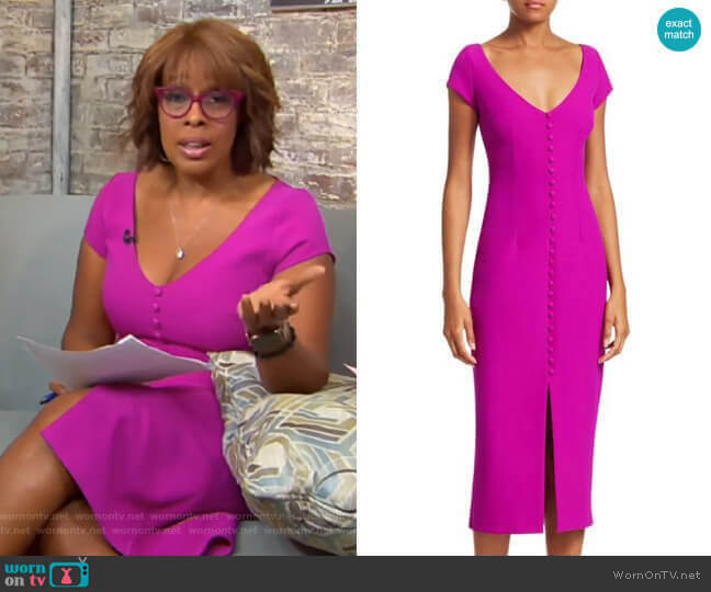 WornOnTV: Gayle’s purple buttoned v-neck dress on CBS This Morning ...