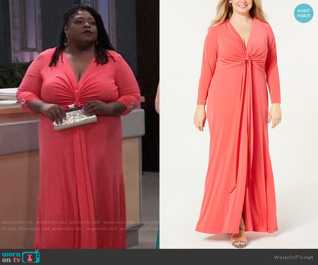 Calvin Klein Twist-Front Maxi Gown worn by Epiphany on General Hospital worn by Epiphany Johnson (Sonya Eddy) on General Hospital