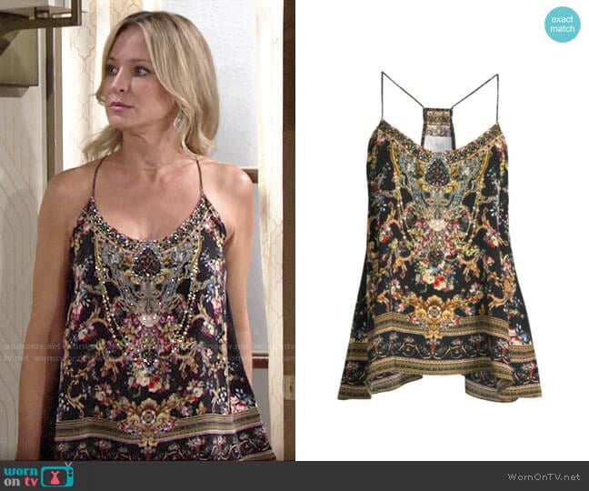 Camilla La Fleur Libertine Floral Silk Camisole worn by Sharon Newman (Sharon Case) on The Young and the Restless