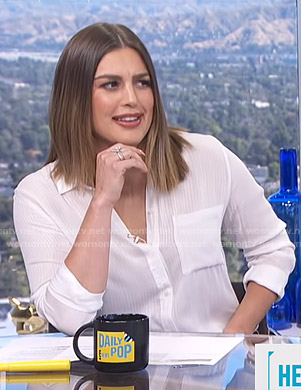 Carissa’s white striped shirt on E! News Daily Pop