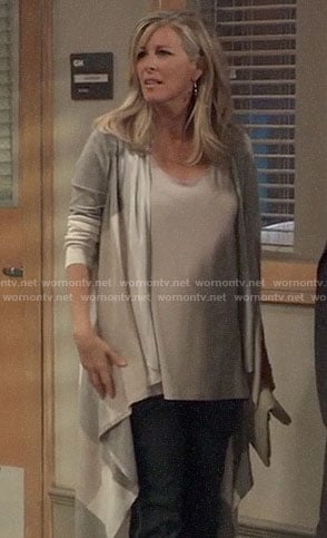 Carly's long draped colorblock cardigan on General Hospital