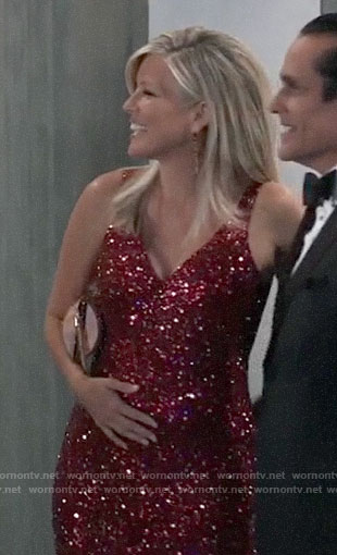Carly's red sequin Nurse's Ball gown on General Hospital
