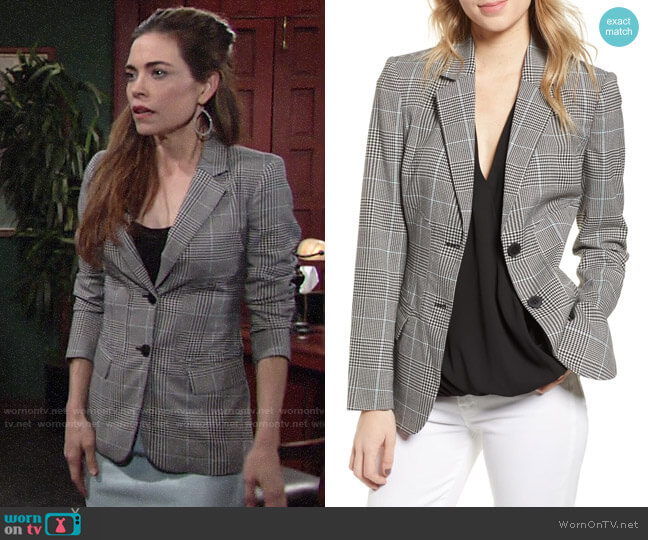 Chelsea28 Plaid Blazer worn by Victoria Newman (Amelia Heinle) on The Young & the Restless