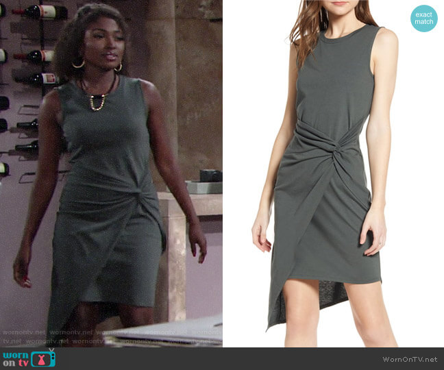 Chelsea28 Twist Front Dress in Grey Urban worn by Ana Hamilton (Loren Lott) on The Young & the Restless