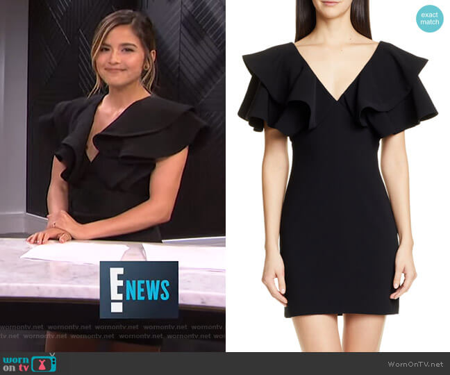 WornOnTV: Erin’s black ruffle sleeve mini dress on E! News | Erin Lim ...