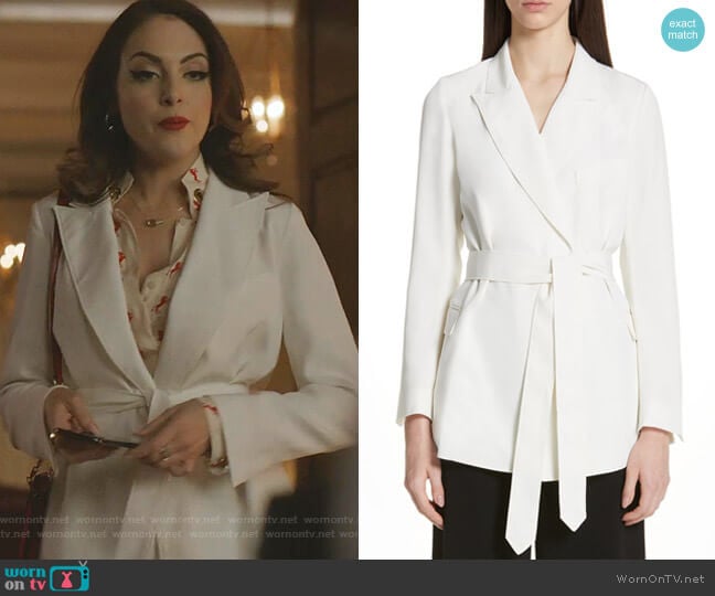 Tie Waist Stretch Crepe Blazer by Co worn by Fallon Carrington (Elizabeth Gillies) on Dynasty