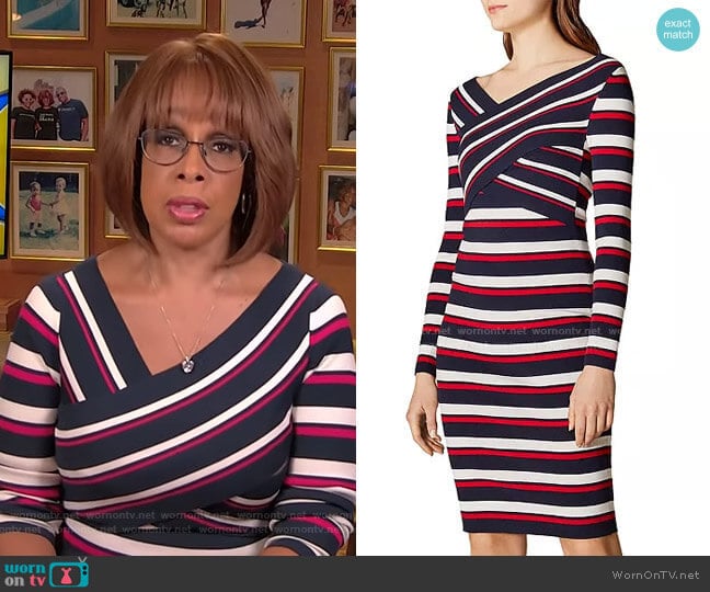 Crisscross Striped Dress by Karen Millen worn by Gayle King on CBS Mornings