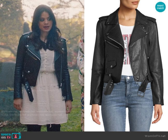 Current/Elliott The Shaina Leather Biker Jacket worn by Mel Vera (Melonie Diaz) on Charmed