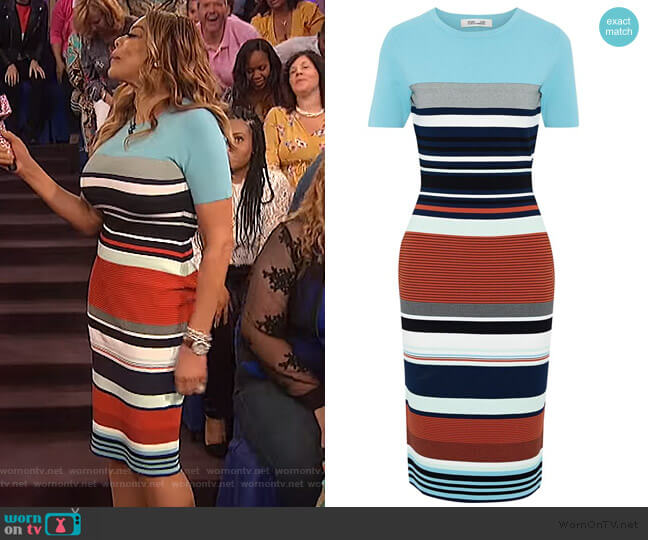 Striped stretch-knit dress by Diane Von Furstenberg worn by Wendy Williams on The Wendy Williams Show