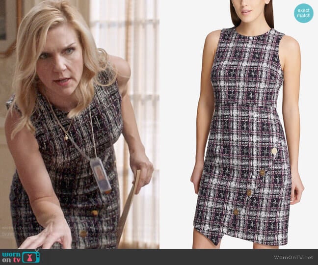 DKNY Asymmetrical Tweed Sheath Dress worn by Michelle York (Rhea Seehorn) on Veep