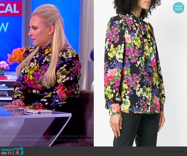 WornOnTV: Meghan’s black floral print blouse on The View | Meghan ...