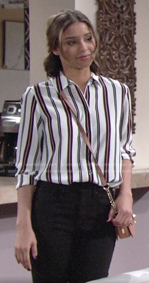 Elena’s striped button down shirt on The Young and the Restless