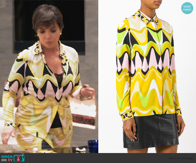 Triangle Printed Shirt by Emilio Pucci worn by Kris Jenner on Keeping Up with the Kardashians