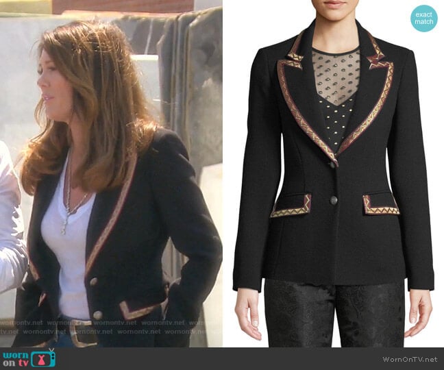 Single-Breasted Blazer with Embroidered Ribbon Trim by Etro worn by Lisa Vanderpump on The Real Housewives of Beverly Hills