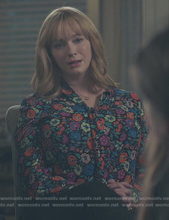 Beth’s multicolored floral blouse on Good Girls