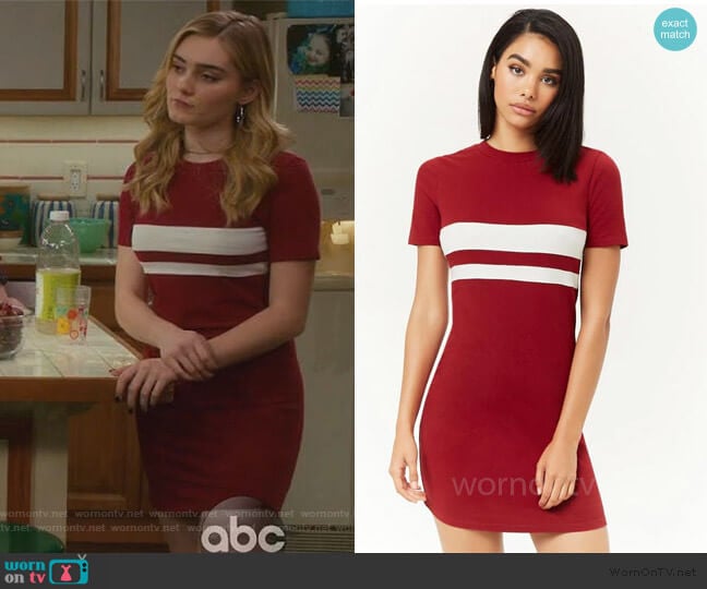 Red Striped Mini Dress by Forever 21 worn by Taylor Otto (Meg Donnelly) on American Housewife