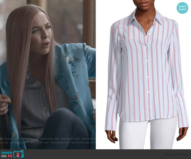 Silk Button-Front Blouse by Frame worn by Villanelle (Jodie Comer) on Killing Eve