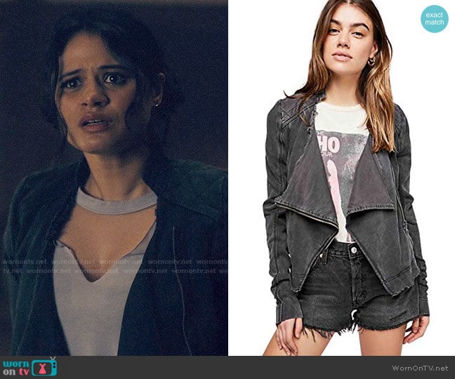 Free People Shrunken Moto Jacket worn by Mel Vera (Melonie Diaz) on Charmed