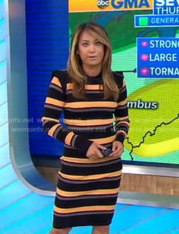 Ginger’s black and yellow striped dress on Good Morning America