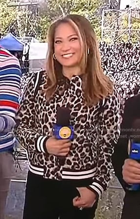 Ginger’s leopard print varsity jacket on Good Morning America