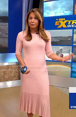 Ginger’s pink pleated dress on Good Morning America