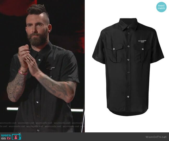 Logo Button-Up Shirt by Givenchy worn by Adam Levine on The Voice