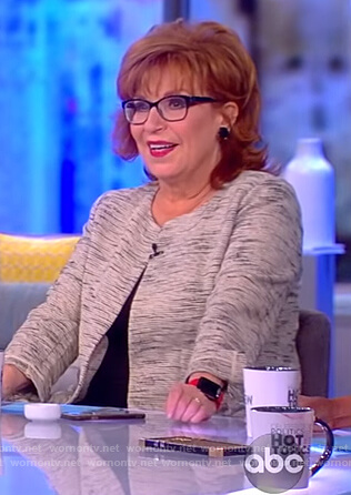 Joy’s gray collarless jacket on The View