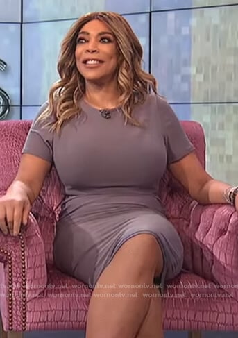 Wendy’s gray stretch midi dress on The Wendy Williams Show