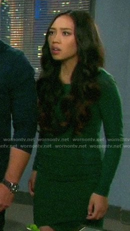 Haley's green long sleeved dress on Days of our Lives