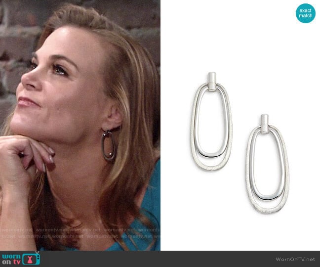 Halogen Oval Drop Earrings worn by Phyllis Newman (Gina Tognoni) on The Young and the Restless