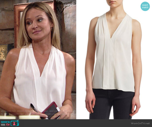 Halston Heritage Sleeveless V-Neck Drape Back Top worn by Sharon Newman (Sharon Case) on The Young and the Restless