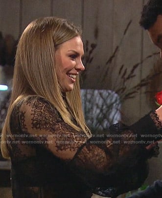 Hannah’s black lace blouse on The Bachelorette