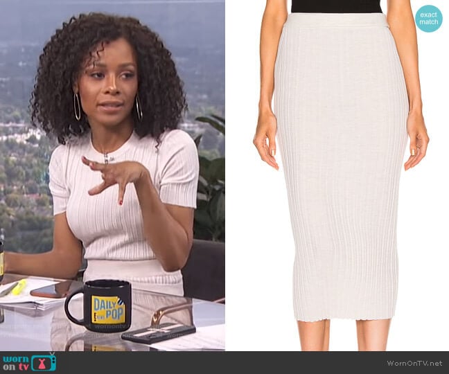 Double Waistband Skirt by Helmut Lang worn by Zuri Hall on E! News