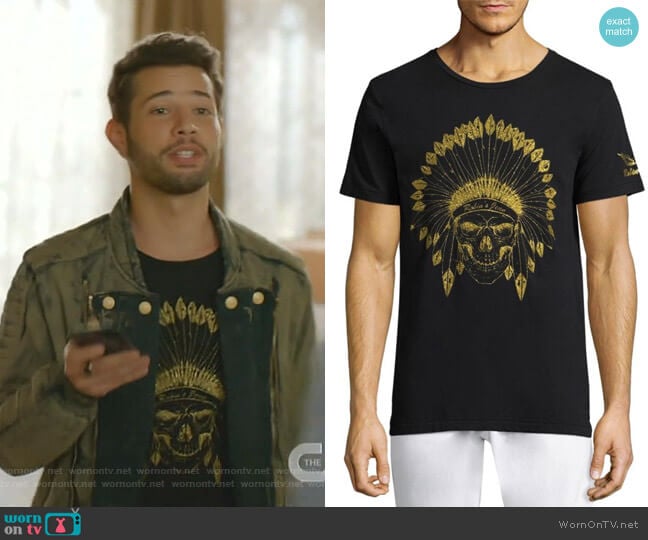 Indian Skull Cotton Tee by Robins Jeans worn by Sam Flores (Rafael de la Fuente) on Dynasty