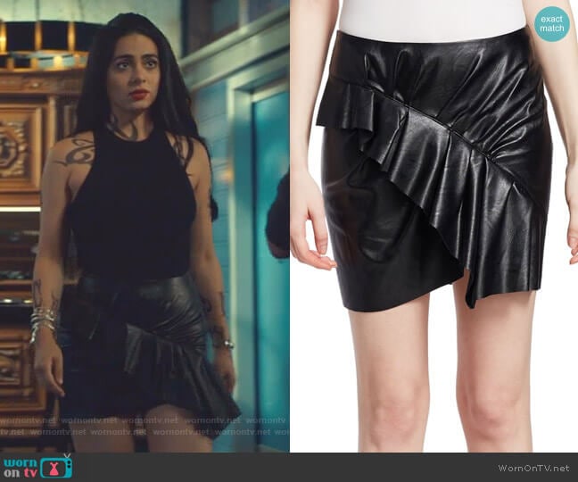 Isabelle’s leather ruffled skirt on Shadowhunters