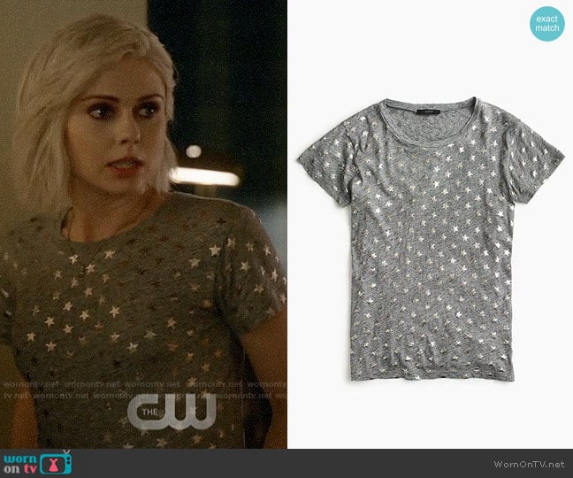 J. Crew Metallic Stars T-shirt worn by Liv Moore (Rose McIver) on iZombie