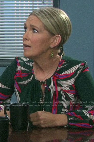 Jennifer’s leaf print blouse on Days of our Lives