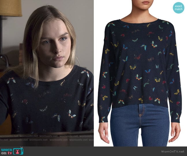 Elle’s butterfly print sweater on The Society