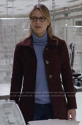 Kara’s burgundy coat on Supergirl