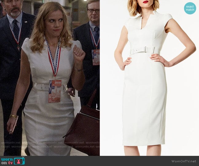 Karen Millen Tailored Belted Pencil Dress worn by Amy Brookheimer (Anna Chlumsky) on Veep