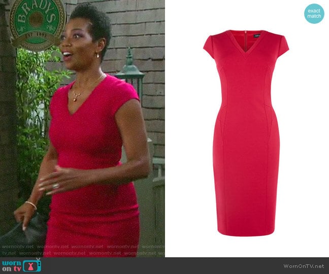 Karen Millen V-neck Pencil Dress worn by Valerie Grant (Vanessa Williams) on Days of our Lives