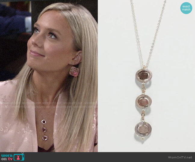 Kari Asbury Ombre Strawberry Quartz Rose Gold Filled Necklace worn by Abby Newman (Melissa Ordway) on The Young & the Restless