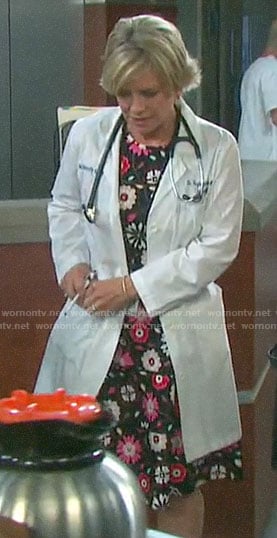 Kayla’s floral fit and flare dress on Days of our Lives