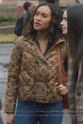 Caitlin's star print puffer jacket on Pretty Little Liars The Perfectionists