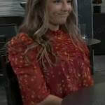 Kristina’s red floral ruched top on General Hospital