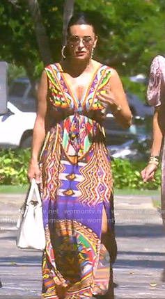 Kyle's multicolor printed maxi dress on The Real Housewives of Beverly Hills