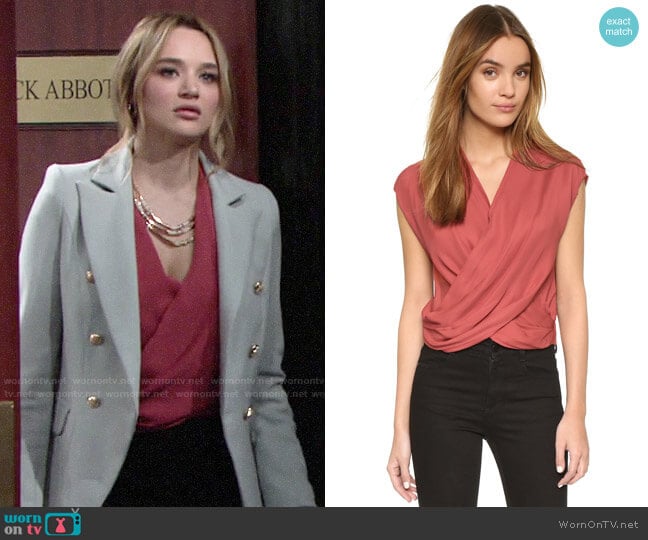 L'Agence Lee Blouse worn by Summer Newman (Hunter King) on The Young and the Restless