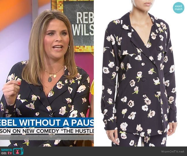 Double-Breasted Floral-Print Blouse by Lela Rose worn by Jenna Bush Hager on Today